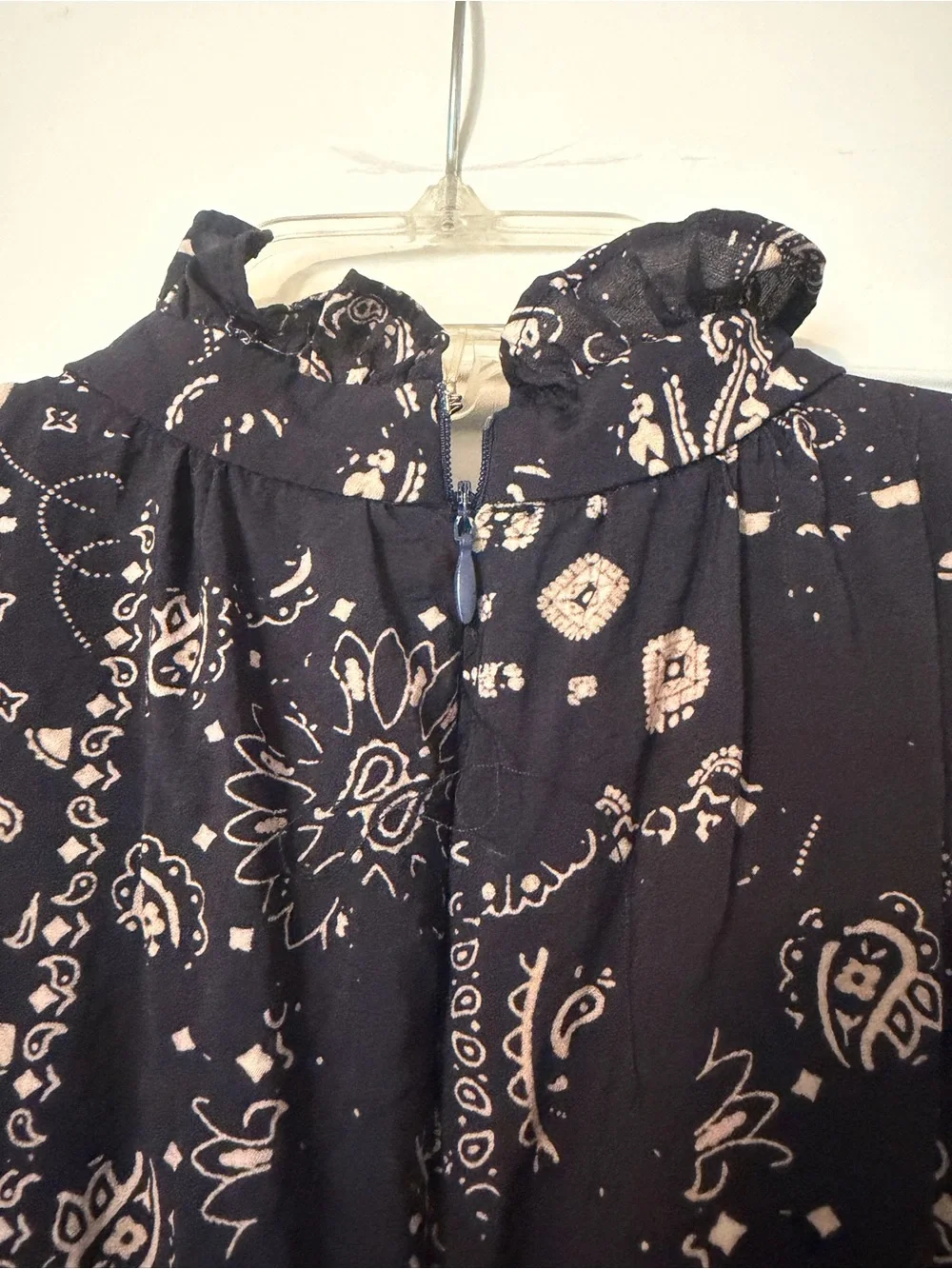 Sleeveless Navy Paisley Tiered Dress - Picture 4 of 4